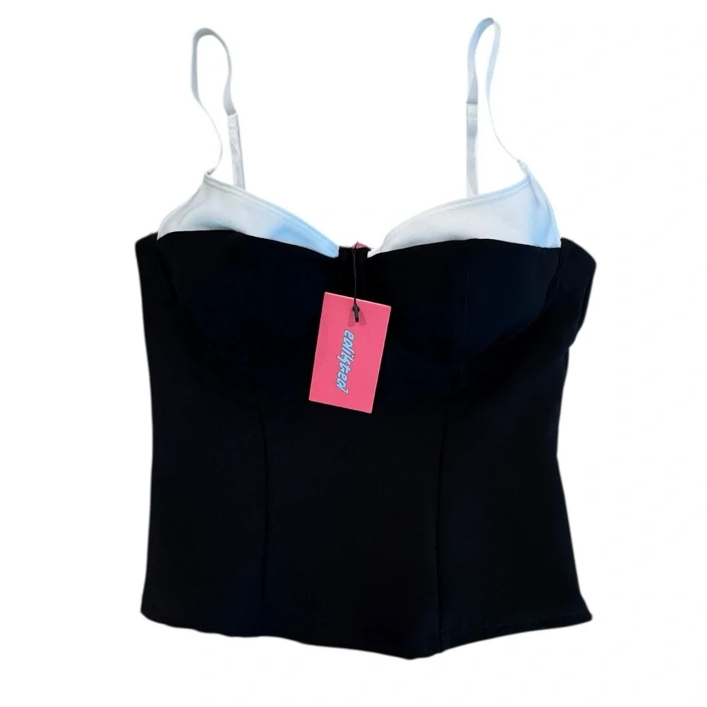 Edikted Contrast Peekaboo Corset Black and White NWT! - Picture 4 of 7